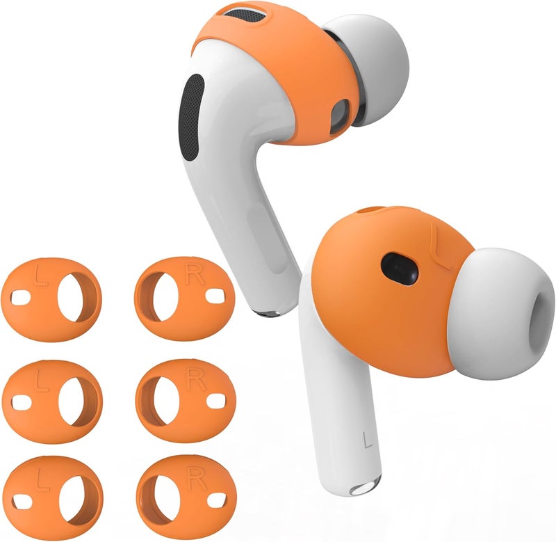 DamonLight [Fit in Case] 3 Pairs Cover for AirPods Pro 3 Anti Scratches Add Grip Sport Ear Tips [US Patent Registered] Compatible with AirPods Pro 3rd Generation 2025 (Orange) - Image 1
